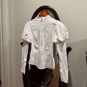 JOHNATHAN SIMKHAI White Puff Shoulder Long-Sleeve Top